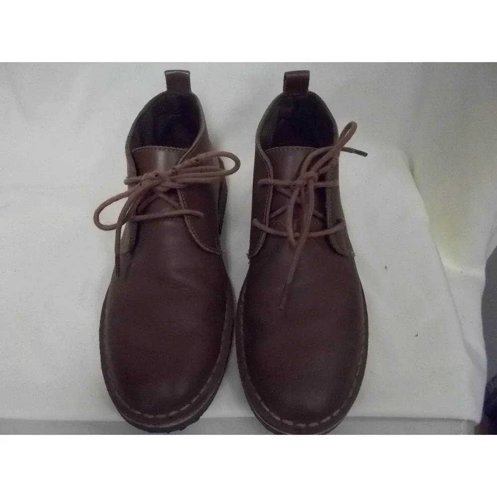 Magellan Outdoors Mens Brown Leather Chukka Boots Lace Up Desert Shoes